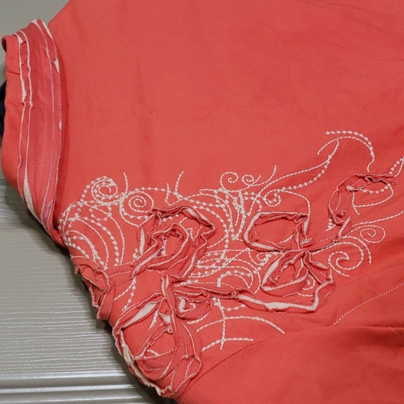 Coldwater Creek orange embroidered texture blazer size 14 petite - Picture 6 of 7